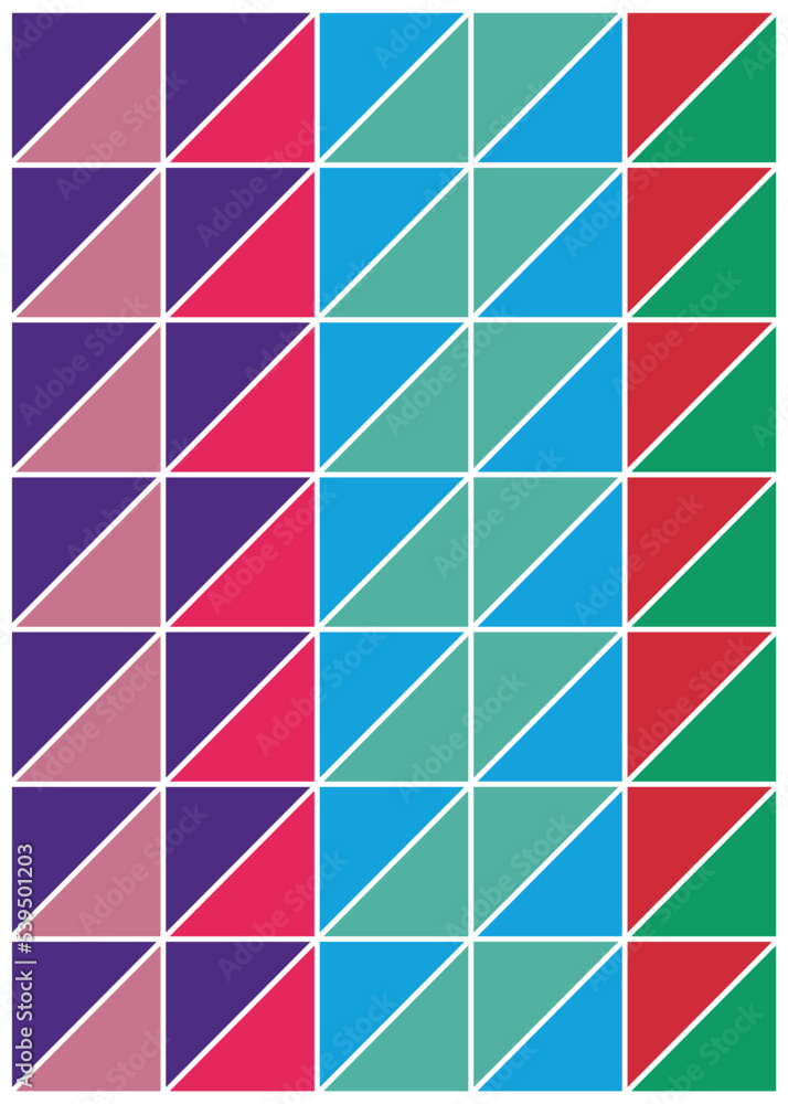 Poster background design with triangular geometric pattern that forms a regular square. full color abstract