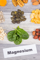 Healthy food as source natural magnesium and other vitamins and minerals