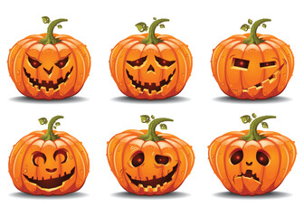 Set pumpkin for your design for the holiday Halloween. Vector illustration. 