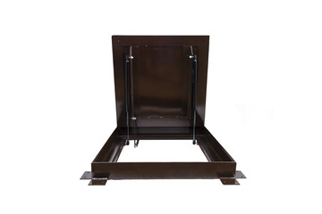 Metal hidden revision hatch for paving stones on a white background