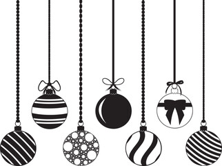 Set of different hanging Christmas decorations isolated on white