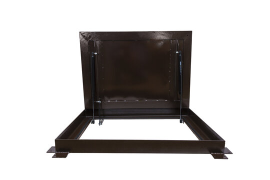 Metal hidden revision hatch for paving stones on a white background - Powered by Adobe