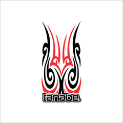 vector writing (tanabe) with tribal background can be used as graphic design