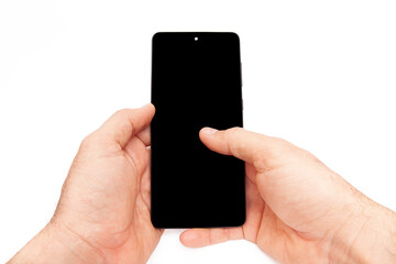  Hand holding mobile phone and blank screen for template advertising and branding technology background. 
 Realistic trendy smartphone mockup with thin frames and blank white screen isolated. 