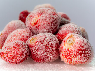 Frozen strawberries - macro photo