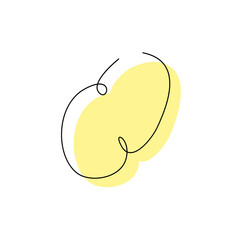 Potato black contour drawing with abstract color spot. White spud minimalist silhouette. Continuous vegetable concept design. Murphy plant tuber hand drawn one line flat vector illustration isolated