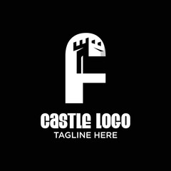 Letter F Castle Logo Design Template Inspiration, Vector Illustration.