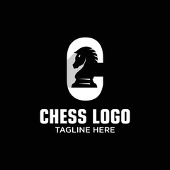 Letter C Horse Chess Logo Design Template Inspiration, Vector Illustration.