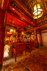 view of Van Mieu Quoc Tu Giam or The Temple of Literature was constructed in 1070, first to honor Confucius and In 1076,Quoc Tu Giam as the first university of Vietnam