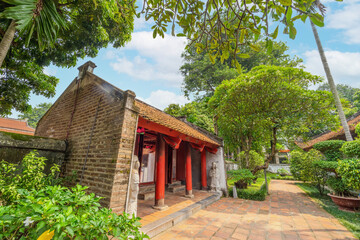 view of Van Mieu Quoc Tu Giam or The Temple of Literature was constructed in 1070, first to honor Confucius and In 1076,Quoc Tu Giam as the first university of Vietnam