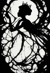 an abstract princess illustration with thorns, princess depression art