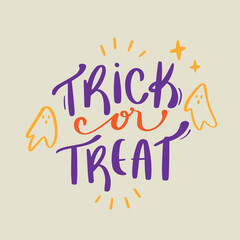 Trick or Treat Hand drawing. Halloween Vector.  