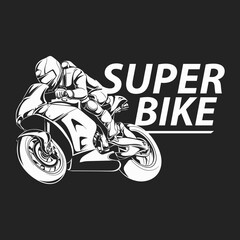 racing motorcycle and rider with outline