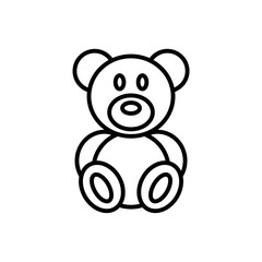 Cute smiling teddy bear line icon