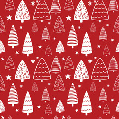 Simple Christmas Tree Seamless Vector Pattern