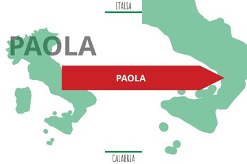 Paola: Illustration mit dem Namen der italienischen Stadt Paola - obrazy, fototapety, plakaty