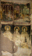 Ancient wall paintings on Sopocani monastery in Serbia