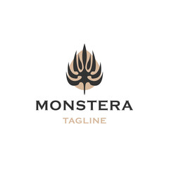Monstera leaf logo design template flat vector