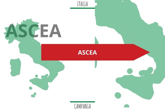 Ascea: Illustration mit dem Namen der italienischen Stadt Ascea