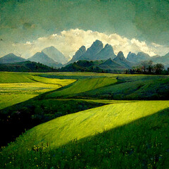Obraz premium Painting of a Beautiful Landscape