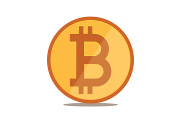 Bright yellow bitcoin icon on white background