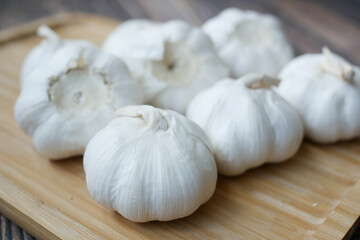 close up pf garlic on white background,