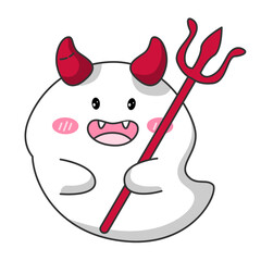 The little angel ghost smiles cutely. happy halloween.