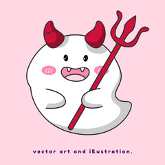 The little angel ghost smiles cutely. happy halloween.