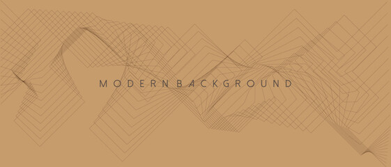 Naklejka premium Brown background with abstract geometric and wavy lines. Vector Illustration