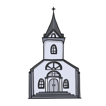 recommend clip art: Church vector illustration. Hand drawn doodle of a flat cartoon cathedral. Design for a architecture concept, wedding map, religion.