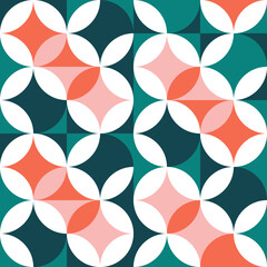 Geometric abstract background collection. Vector colorful illustration. Modern circle shape texture for backdrop. White, red, pink and green color. Design textile for wrapping paper.