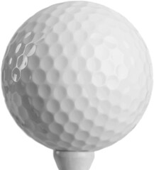 Close Up of Golf Ball on Tee, Isolated on Transparent Background