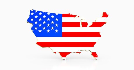 High resolution map of the USA with american flag. You can easily remove the shadows, or to fill in the