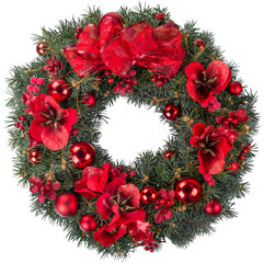 Fototapeta na wymiar Christmas decorative wreath on background
