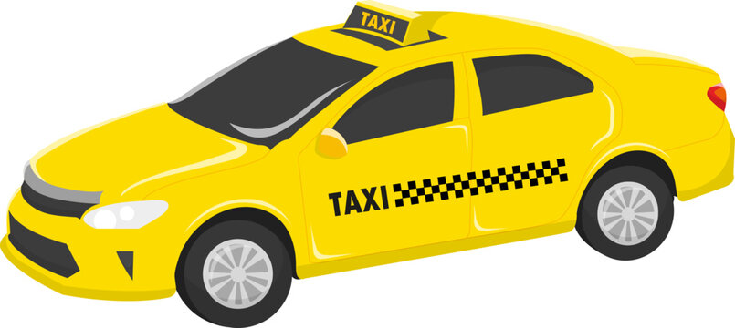 Taxi, commercial image isolated on white background, vector