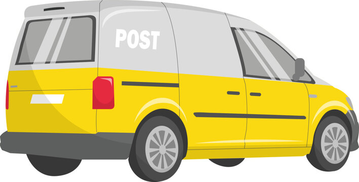 Car delivering letters on a white background. Vector image