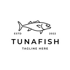 Line art tuna fish logo, seafood logo design inspiration