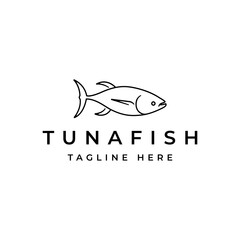 Line art tuna fish logo, seafood logo design inspiration