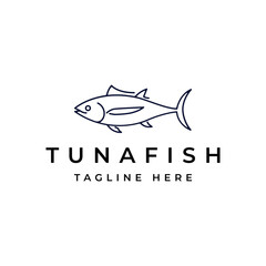 Line art tuna fish logo, seafood logo design inspiration