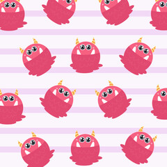 Cute monster cartoon character pattern collection suitable for textile design