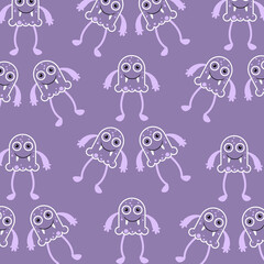 Fototapeta premium Cute monster cartoon character pattern collection suitable for textile design