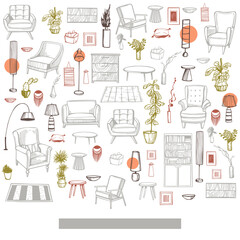 Furniture for the home.Vector background.