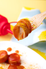 Curry Wurst eine Nahaufnahme