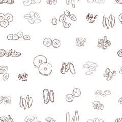 Vector  pattern with  dried fruits.