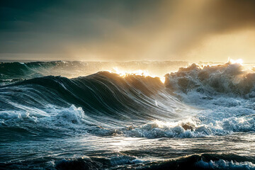 Ocean Waves with horizon 