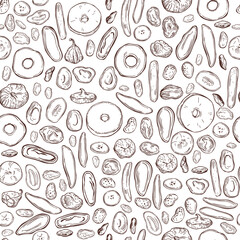 Vector  pattern with  dried fruits.