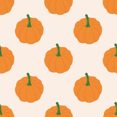 Seamless Pattern with Pumpkin. The Thanksgiving Day collection. Flat vector illustration