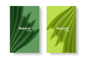Fototapeta na wymiar 3d poster, volumetric natural green lines. Eco-friendly modern simple design.