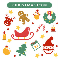 Christmass set of stickers patch, omela, gift, cookies.