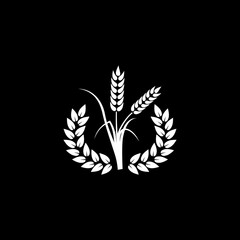 Wheat ears or rice icon isolated on dark background
